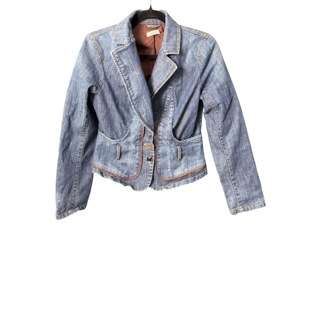 Cache Vintage Y2K Quirky Unique Denim Jean Jacket Women' Size 6